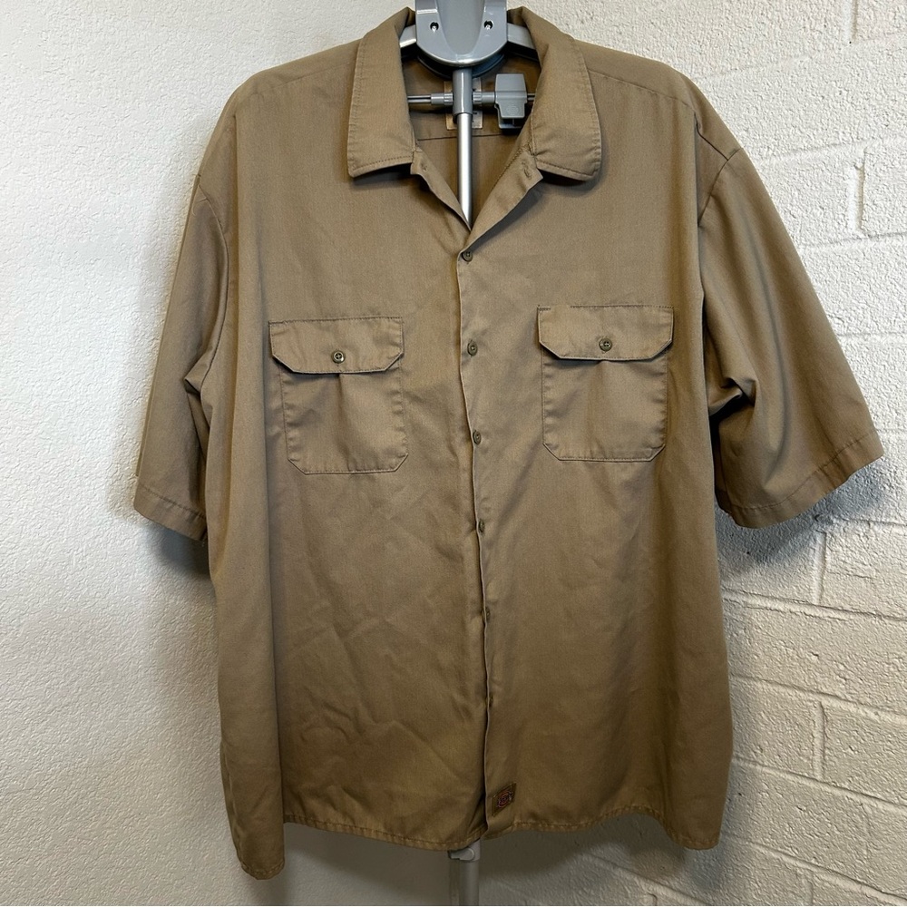 Dickies Men's Khaki Work Gorpcore Utility Summer Durable Short Sleeve Shirt